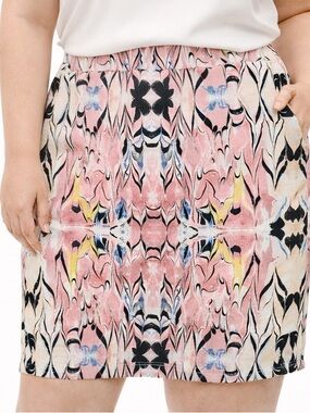 J.Crew No. 2 Pencil Skirt Size 14 Pink Abstract Marble Print Lined Work Skirt